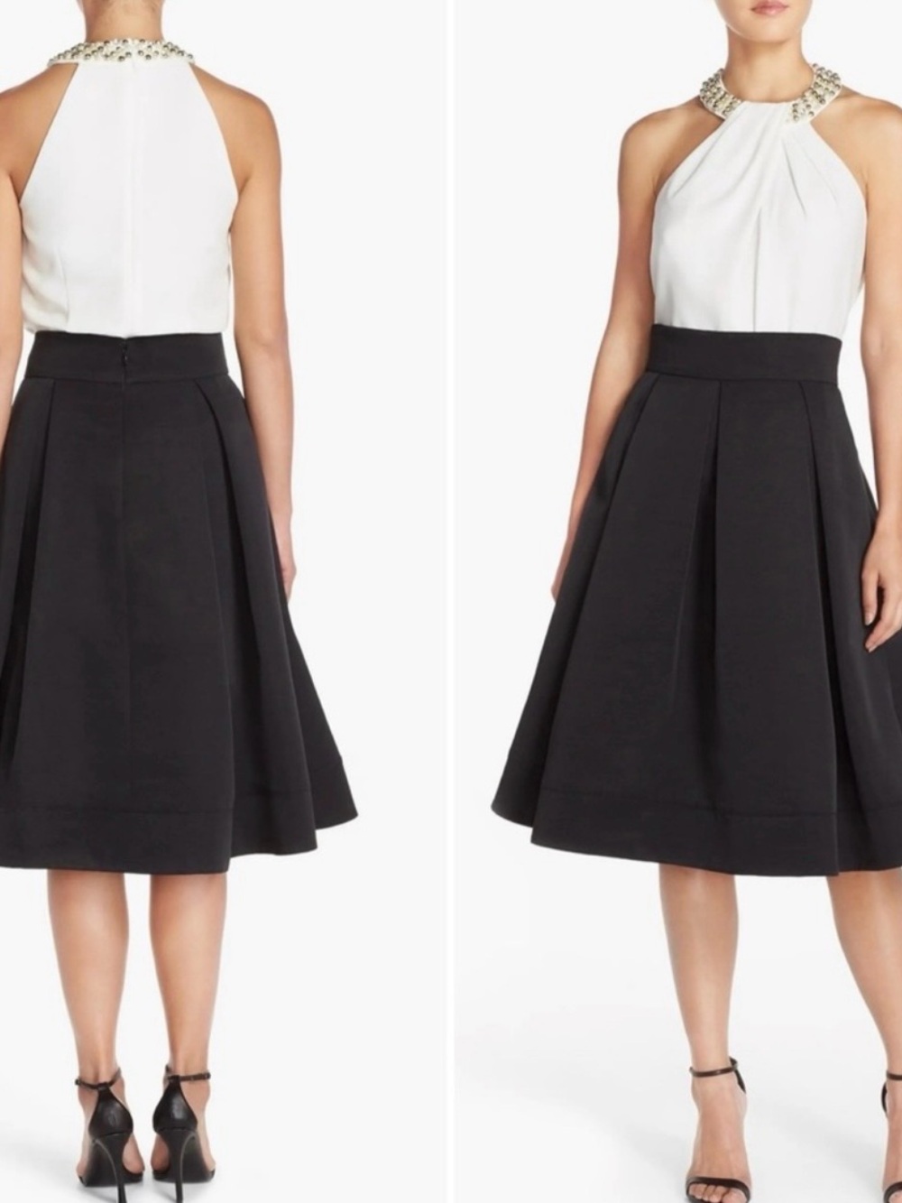 Eliza J Black Midi Circle Skirt. Size 14